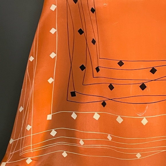 Vintage Tangerine Sally Gee Silk Scarf 30 In Sq Excellent Condition - Picture 6 of 8